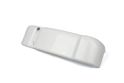 A pair of white Dethleffs Trend motorhome bumper end caps.