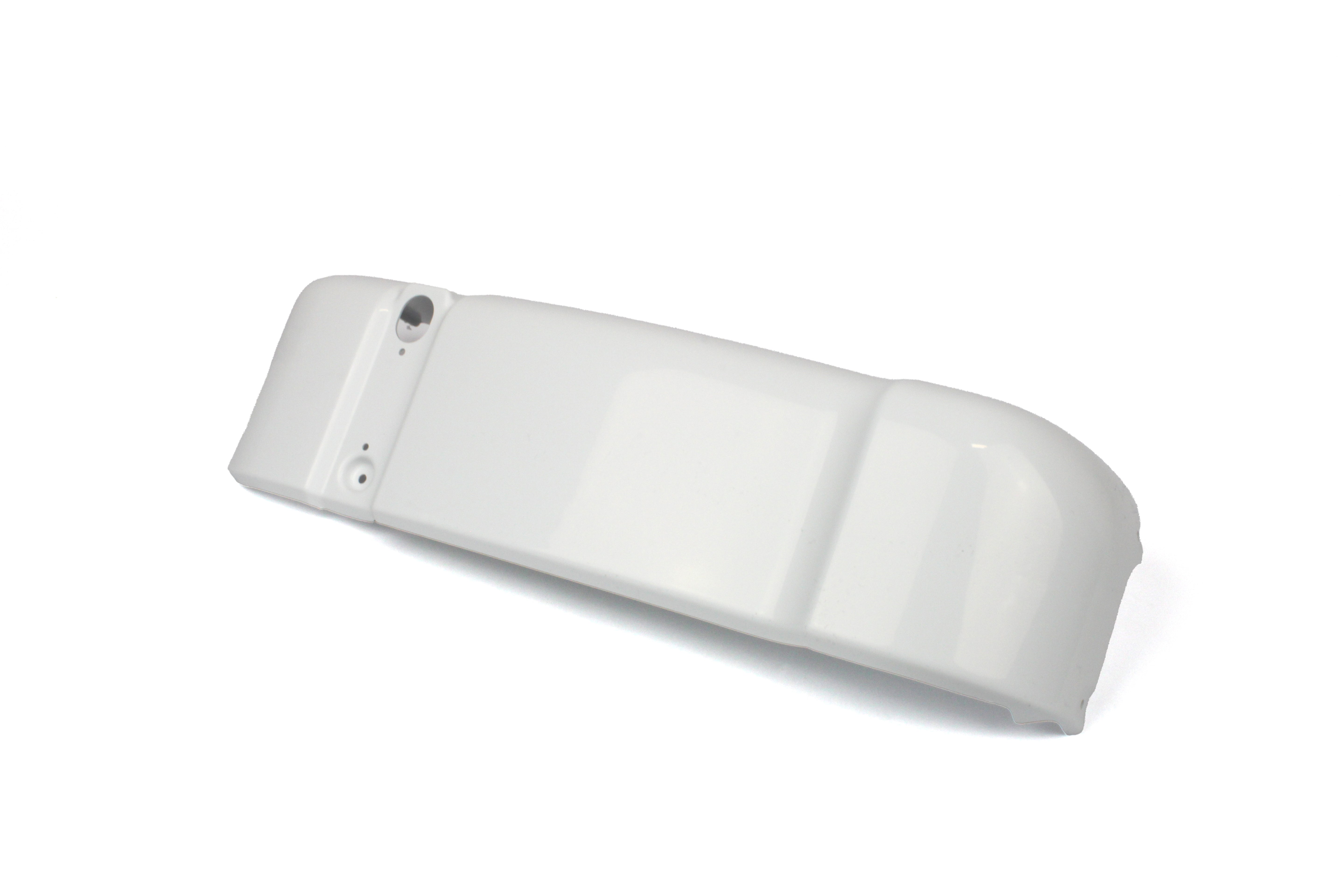 White bumper end caps on a white background