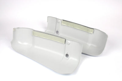 A pair of white Dethleffs Trend motorhome bumper end caps.