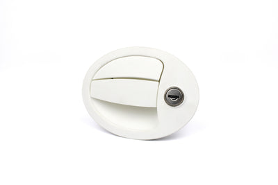White door lock on a white background