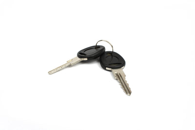Two keys on white background