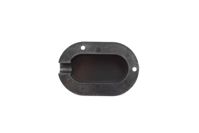 Black cable entry cover on white background