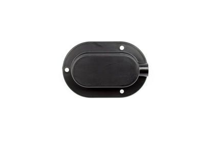 Black cable entry cover on white background