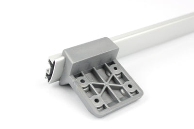 Table rail with fixtures on white background