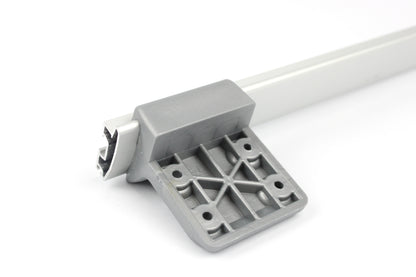 Table rail with fixtures on white background