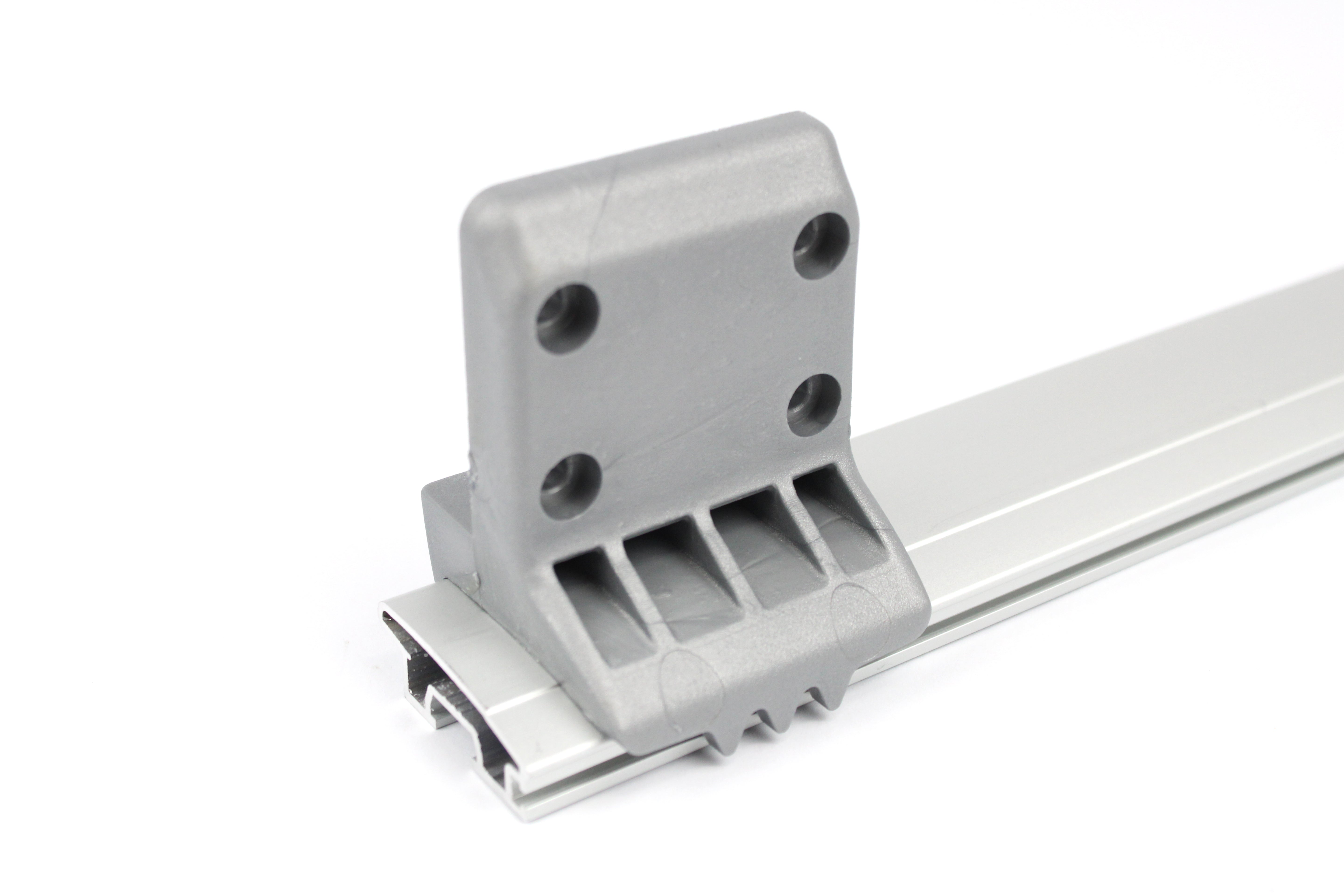 Table rail fixtures on white background