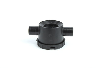 A black plastic Dethleffs motorhome siphon with odour trap.
