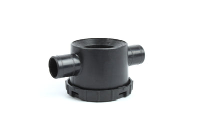 A black plastic Dethleffs motorhome siphon with odour trap.