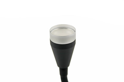 A black Leisure Glow Dorado switched flexi spotlight with a cool white bulb.