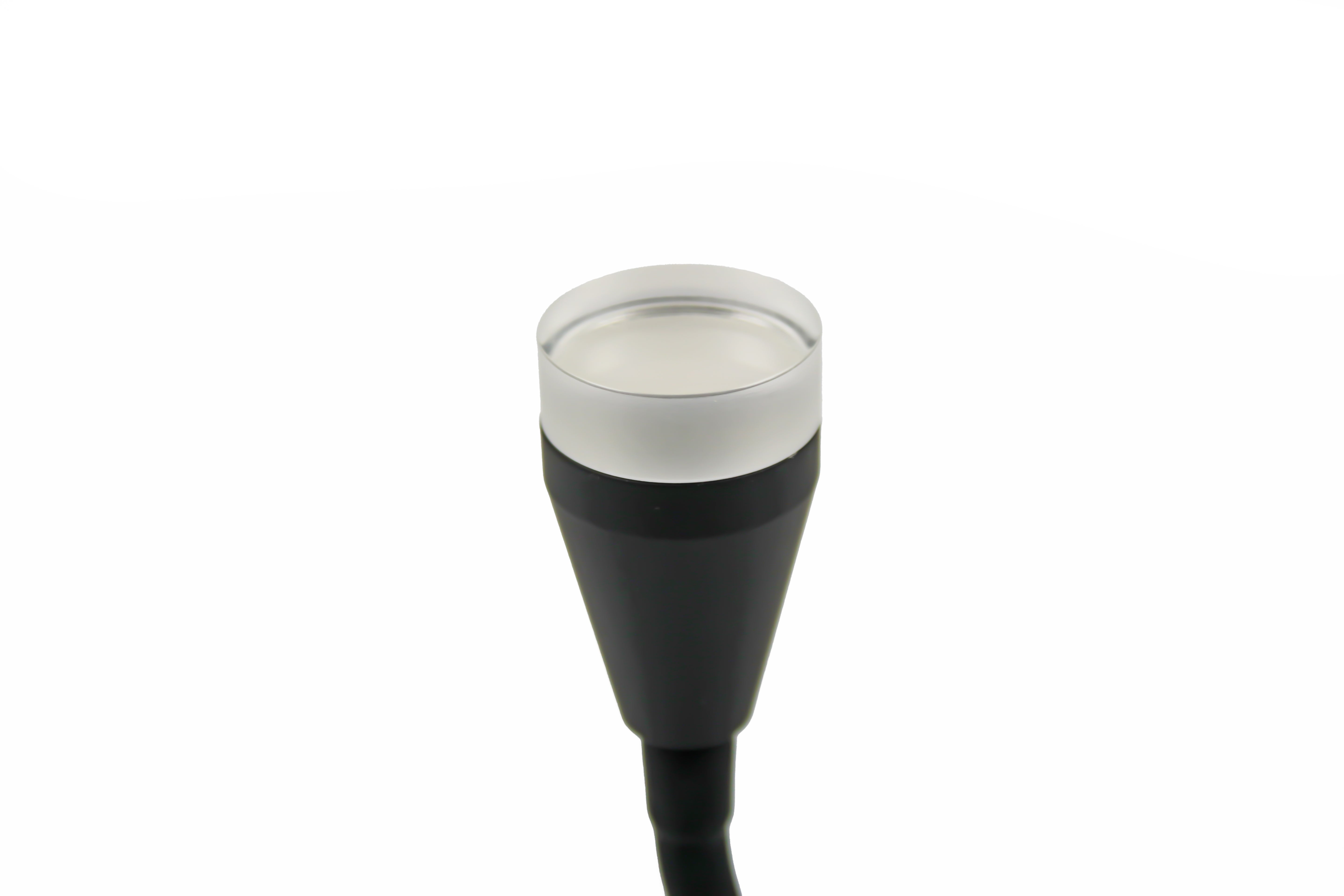 A black Leisure Glow Dorado switched flexi spotlight with a cool white bulb.