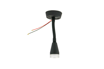 A black Leisure Glow Dorado switched flexi spotlight with a cool white bulb.