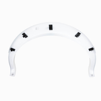 A white Dethleffs motorhome rear wheel arch trim.
