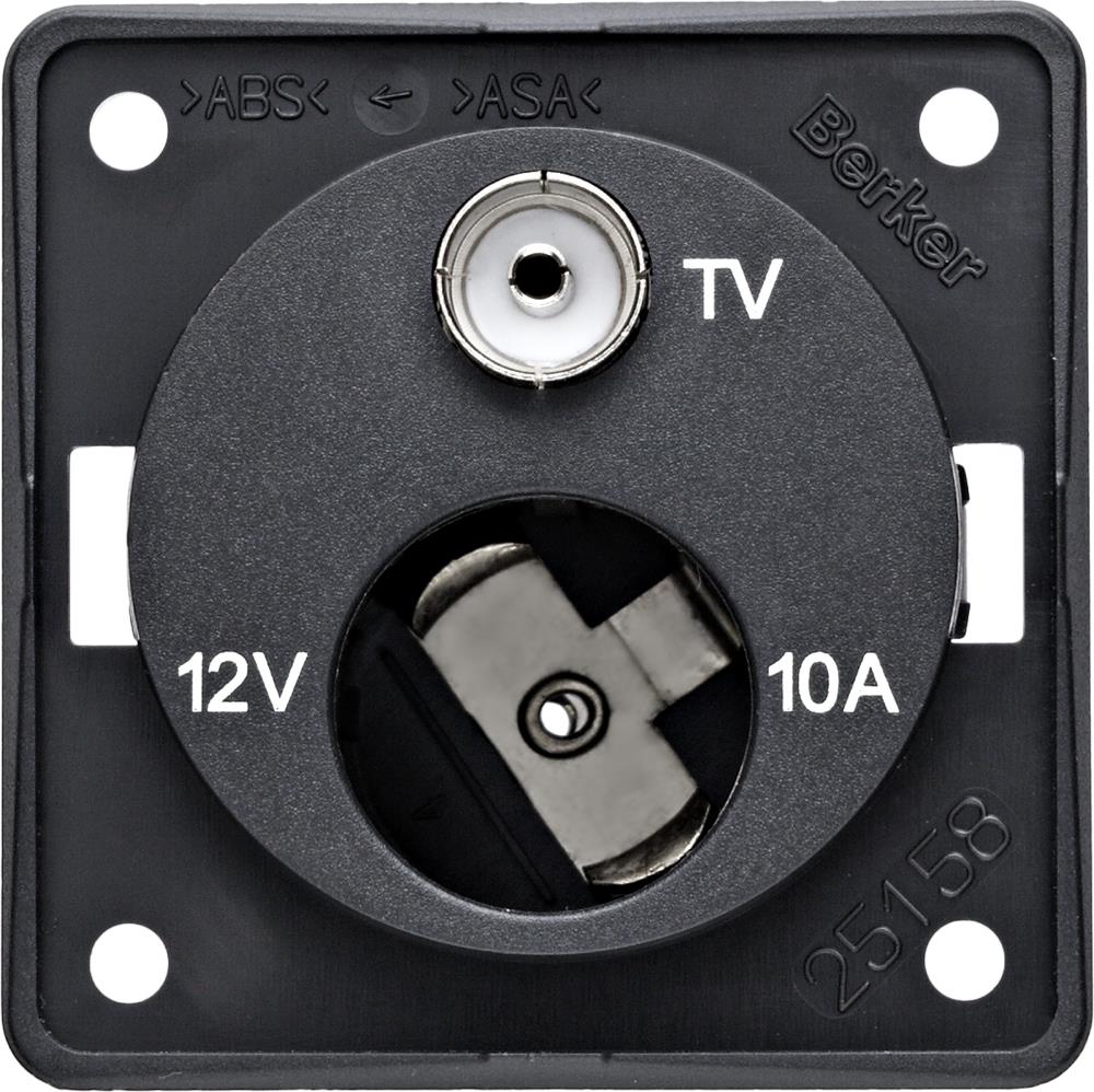 Berker Anthracite socket outlet 12 v + radio (UK TV)