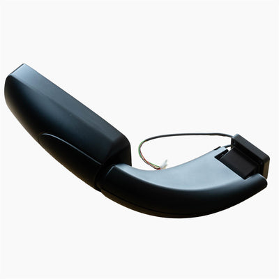 A black Roller Team A Class motorhome offside wing mirror.