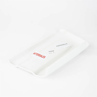 A white Autoquest motorhome offside rear skirt cap.