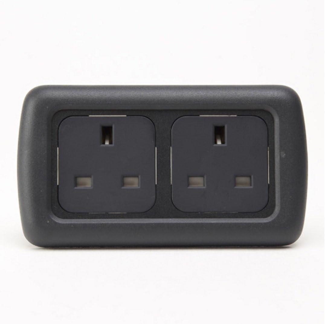 C-Line 3 pin socket (x2) and CBE Frame in Matt Grey