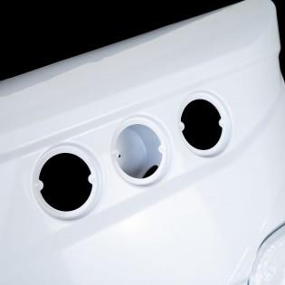 A white Dethleffs Trend motorhome rear bumper.