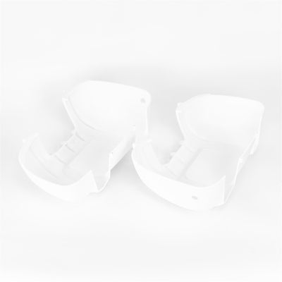 White Milenco short-arm mirror protectors for motorhome