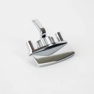 A silver Elddis motorhome internal locker catch.