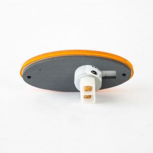 An orange Dethleffs motorhome side marker light.