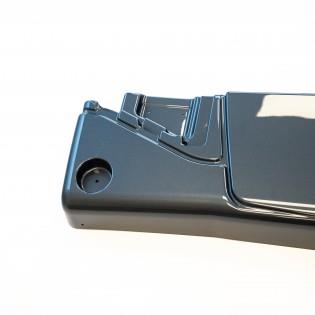 A black Roller Team Zefiro motorhome rear bumper.