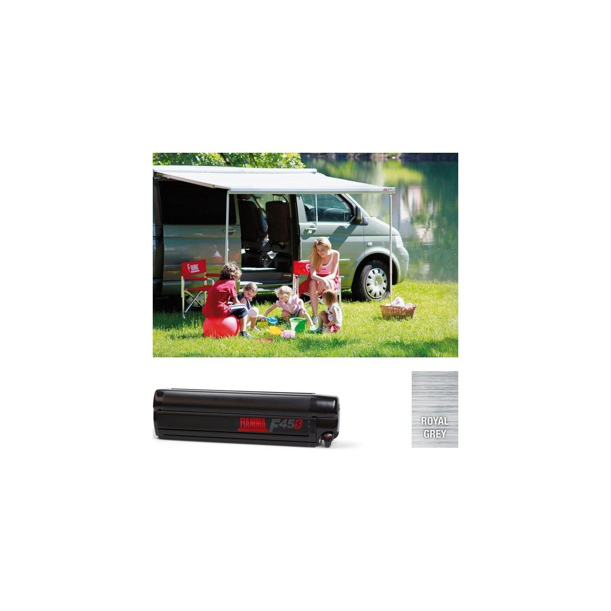 Deep Black F45S 300 VW T5/T6 California Royal Grey Fabric