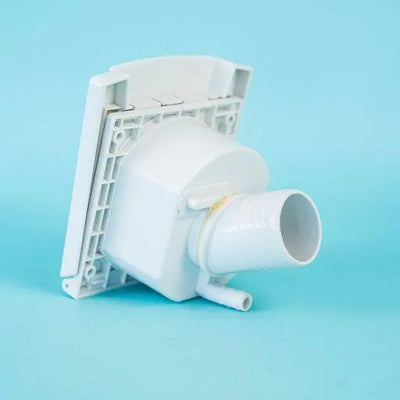 A white Dethleffs motorhome water inlet.