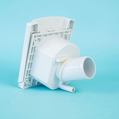 A white Dethleffs motorhome water inlet.