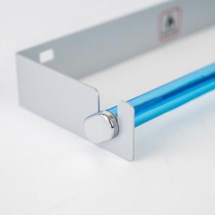 A brushed stainless steel Sunlight motorhome kitchen roll holder.