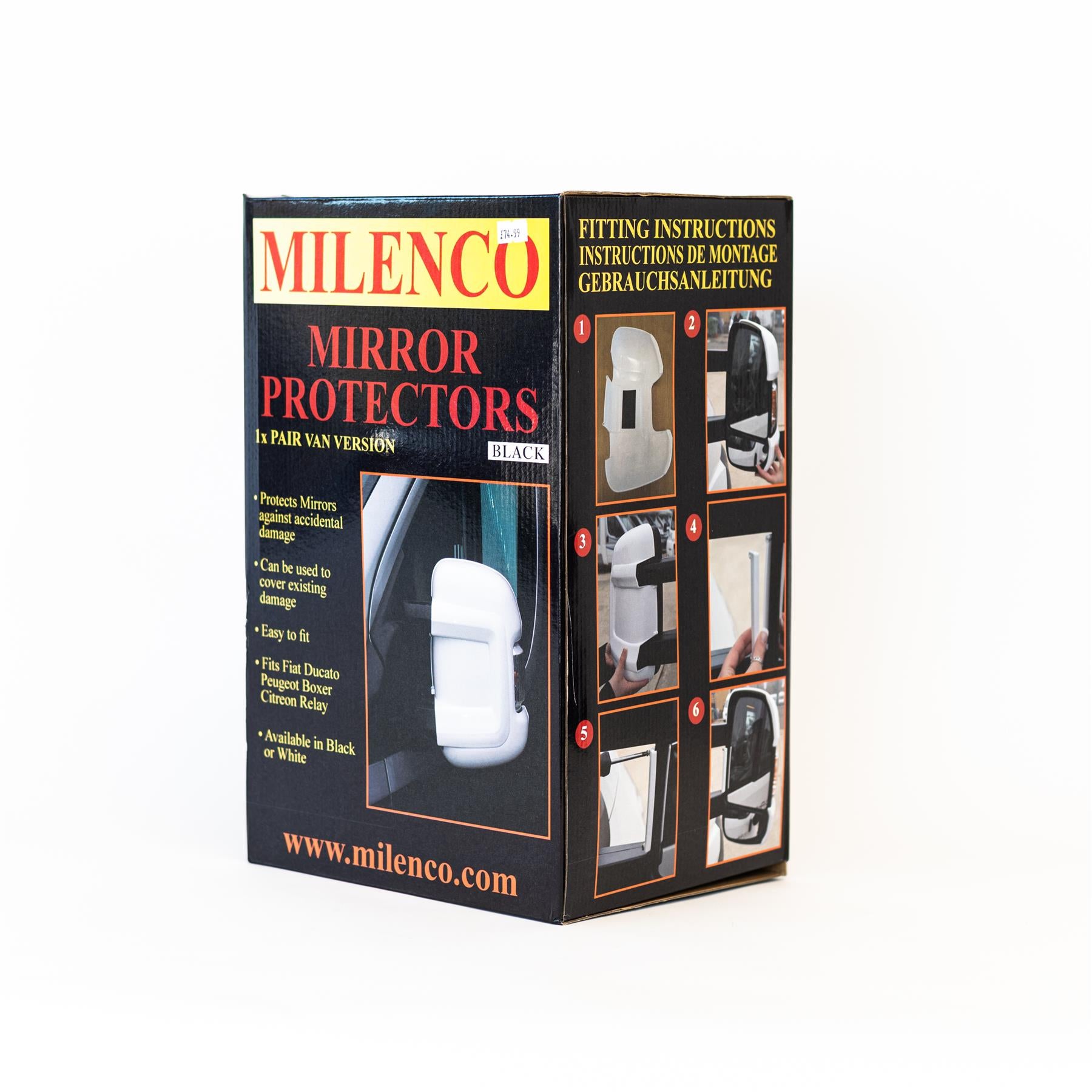Milenco Motorhome ShortArm Mirror Protectors in Black Southwest
