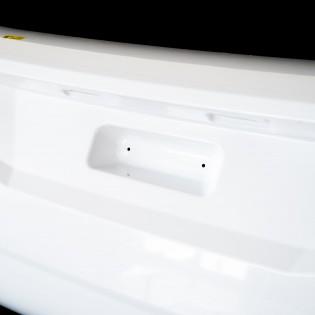 A white Dethleffs Trend motorhome rear bumper.