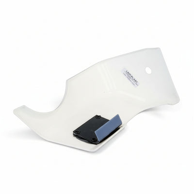 A white Roller Team Zefiro motorhome offside corner bumper pod.